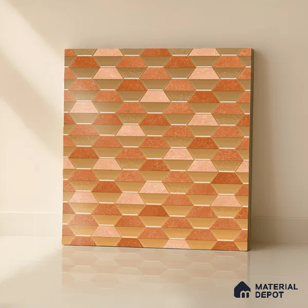 Geometric Wall & Floor Tile TL 07237 E Alpi 8003 GLM (Gold) 1 ft x 1 ft Ceramic Matte Finish - 9 mm  | 2 mm Spacer is Mandatory | Please Expect a Slight Variation of Pattern (Sample)
